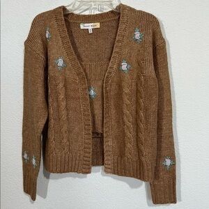 Hazel Moon Tan Knit Cardigan Tank Top Cami Combo Sweater Set New  XS